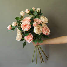 1 ramo 3 cabeças artificial rosa flores vermelho wihite rosa camélia seda falso flores para diy casa jardim decoração de casamento 2024 - compre barato
