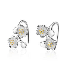 Simple Cold Design 925 Silver Needle Cherry Blossoms Flower Earrings Women Fashion Yellow Zircon Jewelry Oorbellen Pendientes 2024 - buy cheap