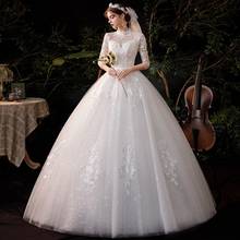 Wedding Dress 2021 Noble Three Quarter Sleeve Bridal Dress Elegant High Neck Ball Gown Princess Vestido De Noiva Plus Customize 2024 - buy cheap