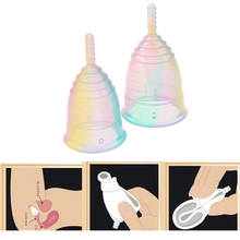 Coletor menstrual de silicone colorido, copo menstrual higiênico para cuidados de saúde 2024 - compre barato