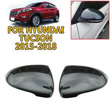 pcmos ABS Carbon Fiber Chrome Rearview Mirror Cover Trim For Hyundai Tucson 2015-2019 Exterior Parts Sticker New 2024 - buy cheap