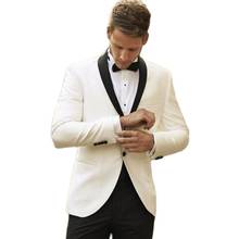 Slim Fits Ivory Men‘s Evening Dress Cocktail Business Suits Customize Fashion Groom Tuxedos (Jacket+Pants+Bow Tie) W:791 2024 - buy cheap