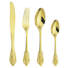 4Pcs/Set Gold Cutlery Set 304 Stainless Steel Dinnerware Set Knives Fork Spoon Dinner Set Party Kitchen Tableware Silverware Set 2024 - buy cheap