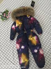 2021 Winter baby girl down coat Baby clothes print outerwear Fur Hooded children's Snowsuit down overall Child jumpsuit romper 2024 - buy cheap