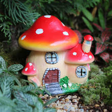 FairyCome Fairy Garden Mushroom Houses Woodland Fairy Cottage House Resin Red/Yellow Miniature Hut Garden Ornaments Accessories 2024 - buy cheap