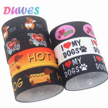 DUWES-Cinta de grogrén con estampado de perro caliente, accesorio para el pelo, diadema, decoración DIY, OEM D1283, 50 yardas 2024 - compra barato