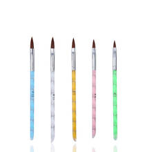 Pincel de unhas acrílico, caneta de arte de unha vermelha, esmalte de gel acrílico, pincel de arte de unha, cor sólida, 5 unidades, ferramenta nova 2024 - compre barato