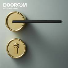 Dooroom Brass Walnut Door Lock Set Modern Interior Bedroom Bathroom Double  Wood Door Lever Set Dummy Handle Knob