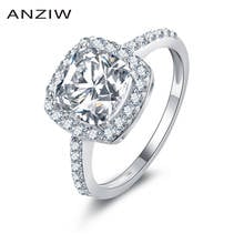 ANZIW 2 Carat Cushion Halo Ring Engagement Wedding Rings 925 Sterling Silver Rings Finger Lab Created For Women Party Ring Gifts 2024 - buy cheap