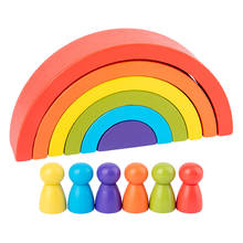 Montessori Rainbow Building Blocks Wooden Rainbow Stacker Learning Toy Gifts 2024 - buy cheap
