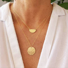 Gold Filled Hammered Disk Necklace Handmade Gold Choker Circle Pendant  Boho Hammered Collier Femme Kolye Collares Women Jewelry 2024 - buy cheap