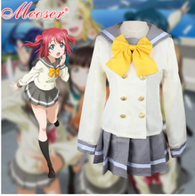 Anime lovelive sol aqours takami chika inverno manga longa marinheiro terno jk uniforme feminino cosplay traje superior + saia arco 2024 - compre barato
