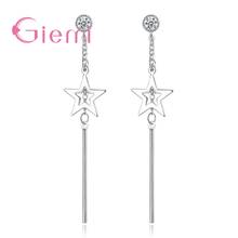 Hot Sale Summer Fashion S925 Solid Sterling Silver Luxury Stars AAA Crystal Long Drop Earrings For Women Girls Party 2024 - buy cheap