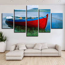 Large Wall Art Posters For Living Room Ship River Landscape Modular Pictures Modern Home Decor Boat HD Canvas Paintings Posters 2024 - buy cheap