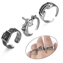 1 pc vintage ajustável aberto anéis punk corrente cruz anel design fivela gótica cinto dedo anel unissex moda jóias acessórios 2024 - compre barato