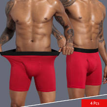 Cueca boxer masculina de algodão, plus size, 4 unidades, boxer, roupa de baixo, com abertura frontal, sólida 2024 - compre barato