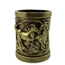 China Old Bronze Collections From The Countryside Double Horse Copper Brush 2024 - buy cheap