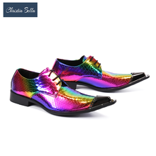 Zapatos Oxford de piel auténtica para hombre, zapatillas de vestir con cordones y Punta puntiaguda, Multicolor, a la moda, Bella 2024 - compra barato