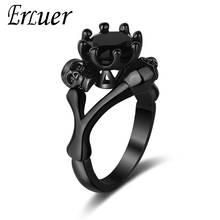 ERLUER Gothic Skull Rings For Women men Black Gold Color Crystal CZ Fashion Jewelry Vintage Style Skeleton Finger Round Ring 2024 - buy cheap