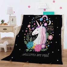 Manta de franela súper suave 3D Beauty, manta de moda de 150x200cm, manta de lana, regalo, envío directo, unicornio negro 2024 - compra barato