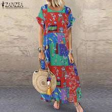 ZANZEA Summer Floral Print Dress 2021  Women Casual Short Sleeve Bohemian Party Maxi Long Sundress Vestidos Female Robe 2024 - buy cheap