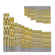 Brocas helicoidales recubiertas de titanio, juego de brocas de acero alto para carpintería, plástico y aluminio, HSS 2024 - compra barato