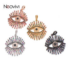 Neovivi Round Eye Charm Pendant for Jewelry Making Micro Pave CZ Colorful Zircon Round Sun Bead Pendants fit Necklaces Wholesale 2024 - buy cheap