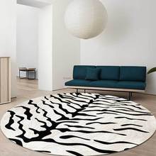 Современная искусственная кожа тигра черно-белая гостиная спальня подвесная корзинка на стул круглый пол коврик на заказ 2024 - купить недорого