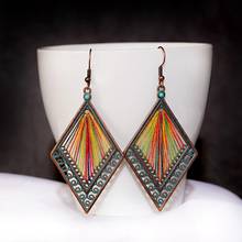 Vintage Silk Rhombus Alloy Beads Earrings For Women Oorbellen Ethnic Gypsy Boho Antique Jhumka Earrings Boucle D'oreille 2024 - buy cheap