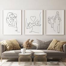 Minimalist Line Draw Canvas Poster Print Mother And Children Love Wall Art For Bedroom Abstract Painting Aesthetic Picture Decor 2024 - buy cheap
