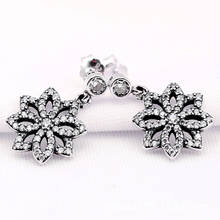 Authentic S925 Sparkling Flower With Crystal Stud Earrings For Women Wedding Gift fit Lady Jewelry 2024 - buy cheap