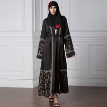Abaya-vestido islámico de encaje para mujer, cárdigan musulmán negro, Túnica árabe, turco, nacional, Dubái, hijab largo 2024 - compra barato