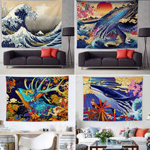 Great Wave of Kanagawa Tapestry Wall Hanging Whale Wall Carpet Tapestries Wall Cloth Mandala Boho Bedspread 2024 - buy cheap