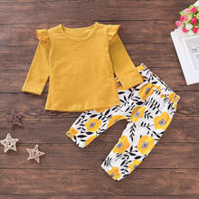 Infant Baby Girls Infant Ruffles Long Sleeve Floral Tops+ Pants Clothes Sets Outfits 2Pcs Children Clothes 2024 - buy cheap