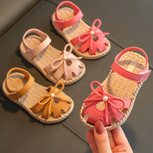 Sandálias com laço de pérolas para crianças, bebês, meninas, princesa, sapatos, verão, praia, macio, antiderrapante, sapatos casuais para crianças, meninas 2024 - compre barato