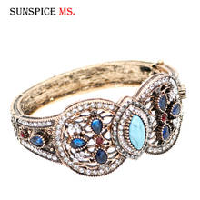 SUNSPICE-MS Turkish Women Cuff Bracelet Retro Vintage Bangle Antique Gold Color Resin Ethnic Wedding Jewelry Bridal Banquet Gift 2024 - buy cheap
