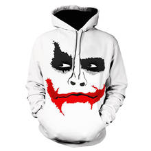 big mouth Movie Joker Hoodies 3D Print white clown Fashion Sweatshirt Brand men's Pullover Hip Hop Funny Oversized hoodie jacket 2024 - buy cheap