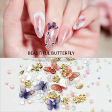 3D Colorful AB Crystal Flower Butterfly Nail Art Decorations Mix Metal Rivets Pearls DIY Nails Rhinestones Accessories 2024 - buy cheap