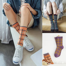 10 pieces = 5 pairs new arrival women Crew Socks Autumn Winter Plaid  Socks Japanese-Style Retro Long Socks Ins Cotton Socks 2024 - buy cheap