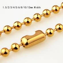 Colar de aço inoxidável 2-12mm para homens e mulheres, joia personalizada de cor dourada com corrente de bola, miçangas longas 2024 - compre barato