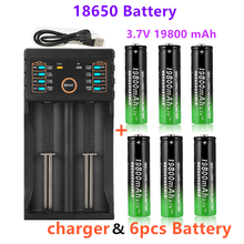 100% Новый 18650 батарея 3,7 V 19800mAh литий-ионный аккумулятор с Зарядное устройство для светодиодного фонарика литиевая батарея + 1 Зарядное устройство 2024 - купить недорого