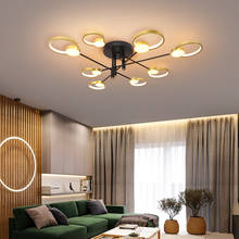 Светодиодный ная люстра с дистанционным управлением, дизайнерская Золотая круглая лампа для гостиной, спальни, освещение 2024 - купить недорого