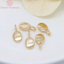 10PCS 6x12MM 24K Champagne Gold Color Plated Brass Oval Love Charms Pendants High Quality Diy Jewelry Accessories 2024 - buy cheap