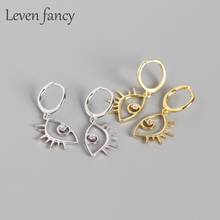 Minimalist 925 Sterling Silver Abstract Long Eyelashes and Big Eyes Hipster Earring Zircon Eye Charm Hinged Circle Drop Earrings 2024 - buy cheap