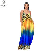 VAZN 2021 Top Quality Sexy Bohemian Style Free Loose Long Dress Spaghetti Strap Sleeveless Nature Maxi Dress 2024 - buy cheap