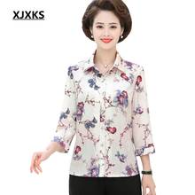XJXKS Middle-aged Womens Shirts Summer Ladies Tops Casual Print Womens Tops and Blouses Loose Vintage Plus Size Women Shirt 2024 - buy cheap