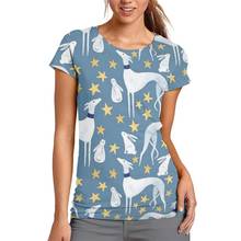 Kawaii, женские футболки с принтом собаки из мультфильма Грейхаунд, женские футболки с принтом зайца и звезд, женская футболка с графическим принтом 2024 - купить недорого
