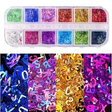 12 Colors Alphabet Holographic Laser- 26 English Letters Mixed Chunky Glitter Epoxy Resin Festival Chunky Letters Sequin 2024 - buy cheap