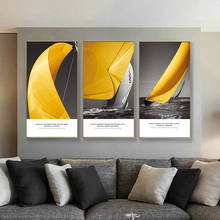 Seascape Print Pictures Home Decor Nordic Canvas Painting Yellow Sailboat Landscape for Living Room Wall Art Decor Posters 2024 - buy cheap