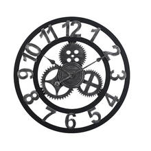 Reloj de pared Circular grande de 60cm, cronógrafo de aguja colgante silencioso de estilo romano, Retro Gear, para decoración para sala de estar, 2 colores 2024 - compra barato